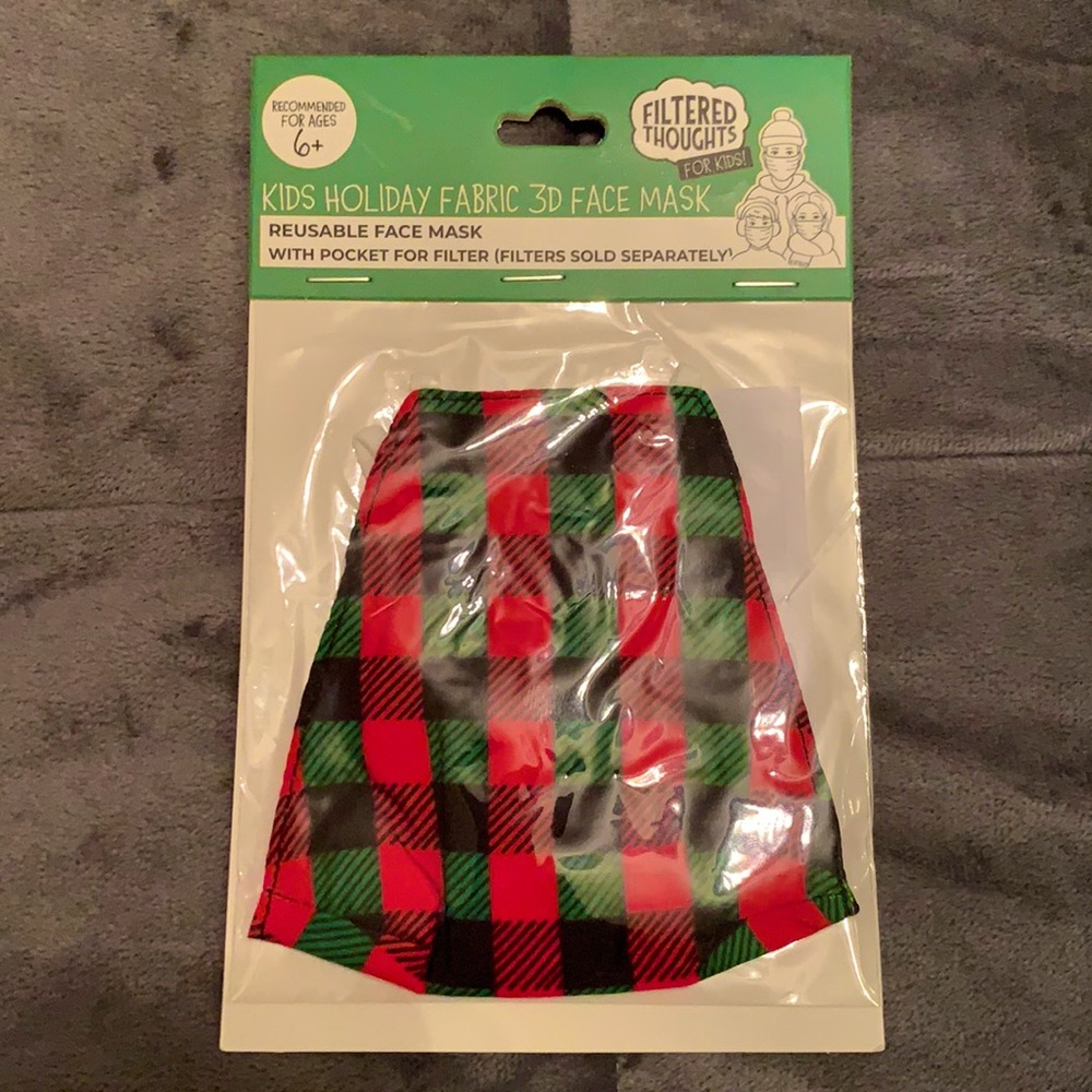 Plaid Holiday Christmas Kids Mask